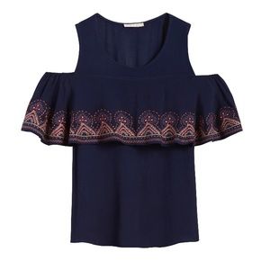 Skies Are Blue Peverell Cold Shoulder Top Size S